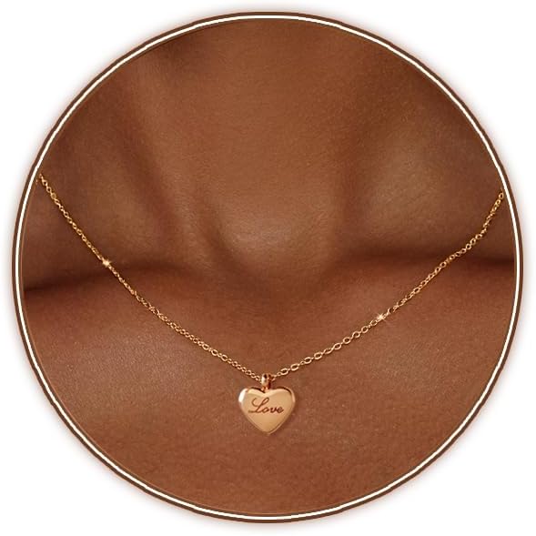 Zeffy Dainty Gold Heart Necklace for Women Trendy 14K Gold/Silver Plate Cute Heart Pendant Choker Necklaces Gold Love Heart Chain Necklace for Women Dainty Gold Jewelry Gifts for Women