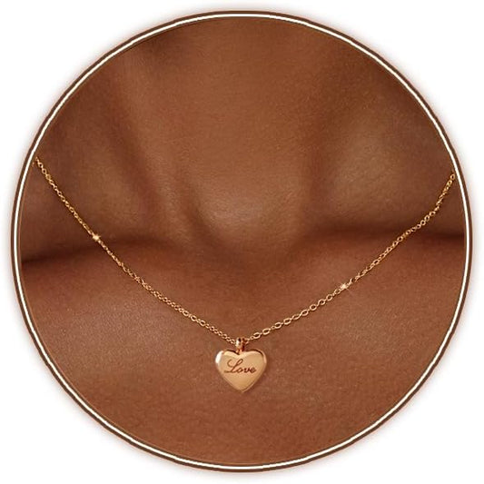 Zeffy Dainty Gold Heart Necklace for Women Trendy 14K Gold/Silver Plate Cute Heart Pendant Choker Necklaces Gold Love Heart Chain Necklace for Women Dainty Gold Jewelry Gifts for Women