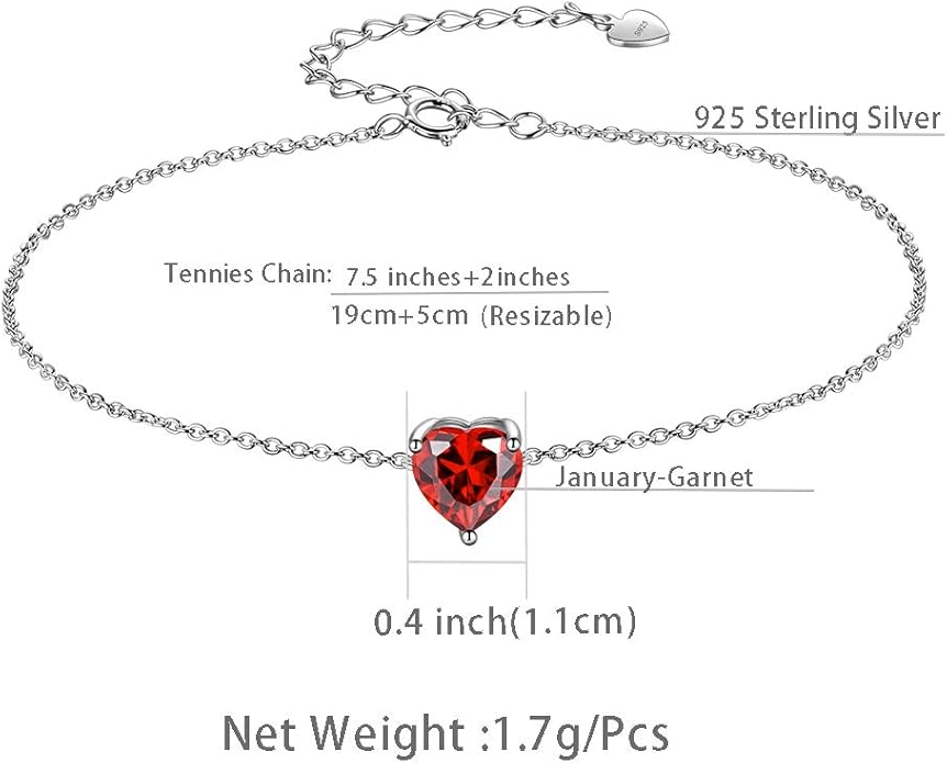 Aurora Tears 925 Sterling Silver 12 Birthstone Hearts Jewelry Women Crystal Wedding/Engagement/Bridal Heart Necklace/Earring/Ring/Bracelet Sets Jewellery