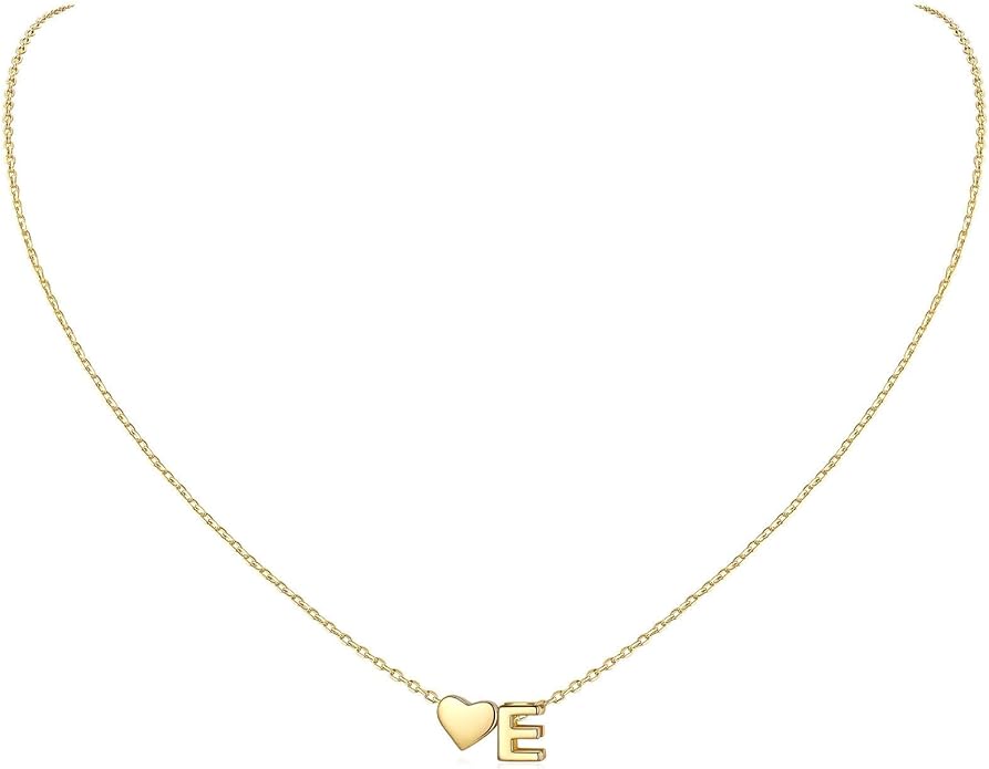 ChicSilver 925 Sterling Silver Heart Initial Necklaces for Women -Dainty Personalized Heart Pendant Letter Alphabet Necklace for Women
