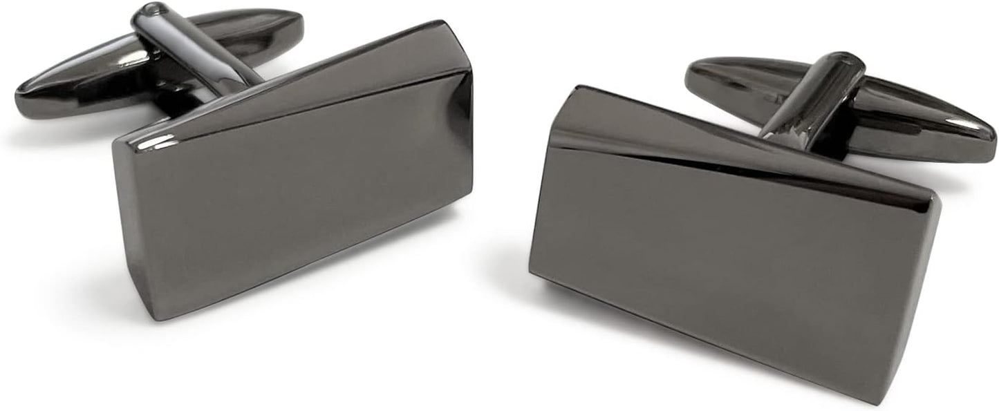 Merit Ocean Cufflinks for Men, Stainless Steel Cuff Links Mens for Wedding Business Gifts, Silver, Black, Gold