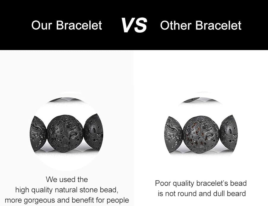 M MOOHAM Natural Stone Bracelets for Men - 8mm Tiger Eye, Matte Agate, Lava Rock - Teen Boys Gifts for Birthday, Anniversary, Christmas