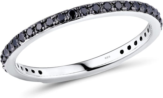 Santuzza 925 Sterling Silver Stackable Ring Engagement Wedding Band Stacking Ring for Women