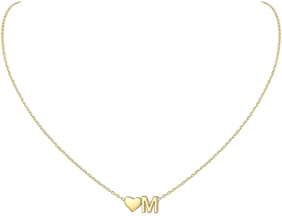 ChicSilver 925 Sterling Silver Heart Initial Necklaces for Women -Dainty Personalized Heart Pendant Letter Alphabet Necklace for Women