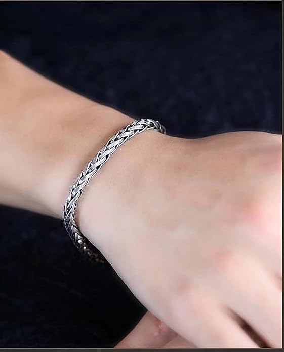 Italian Handmade Sterling Silver Mens Bracelets | Solid S925 Chain Bracelets for Men | Men's Silver Bracelet Gift for Dad, Boyfriend, Son, My Man