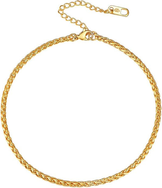 PROSTEEL Stainless Steel Chain Anklets for Women, Silver/Gold Tone, Ankle Bracelets Hypoallergenic, 8-10.5 Inch Adjustable, Come with Box