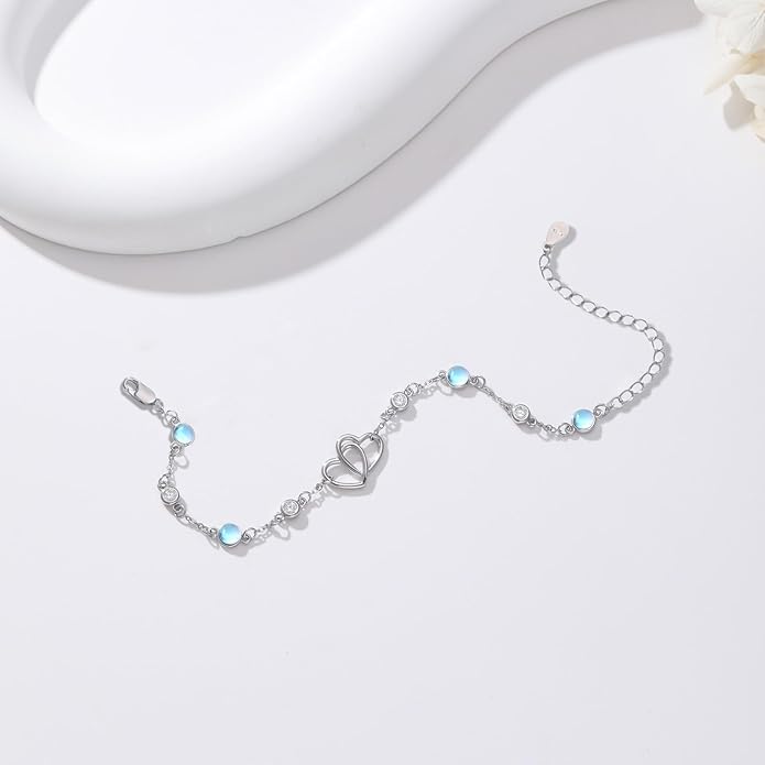 Anklet for Women 925 Sterling Silver Double Infinity Ankle Bracelet Waterproof Summer Jewelry Anniversary Birthday Gifts for Her