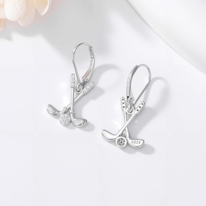 JUSTKIDSTOY 925 Sterling Silver Ball Earrings Sports Leverback Dangle Drop Earrings Jewelry Gifts for Women Girls