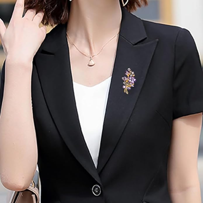 YOQUCOL Red Colour Zircon Crystal Poppy Flower Bouquet Shape Brooch Pins for Woman Gift
