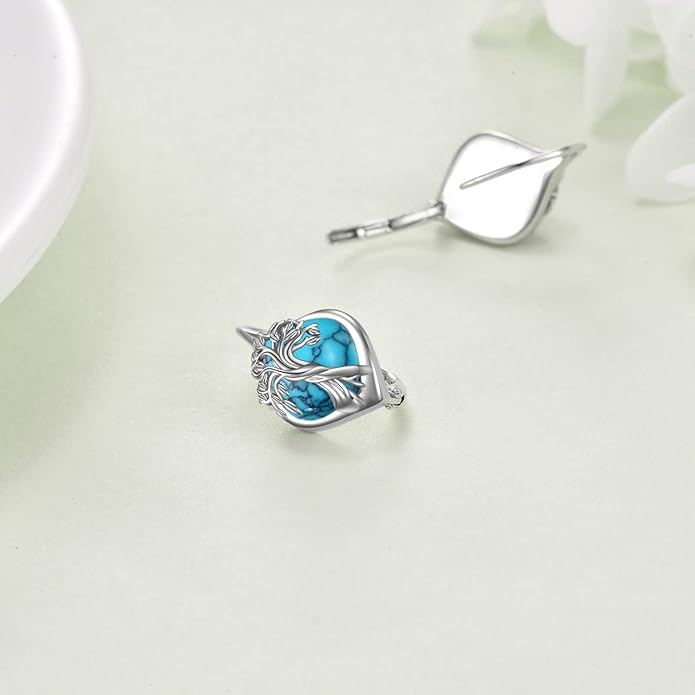 WINNICACA Leverback Earrings for Wonen 925 Sterling Silver Tree of Life Earrings Dangle Drop Turquoise Moonstone Moss Agate Heart Jewelry Gifts for Women Anniversary Birthday Christmas