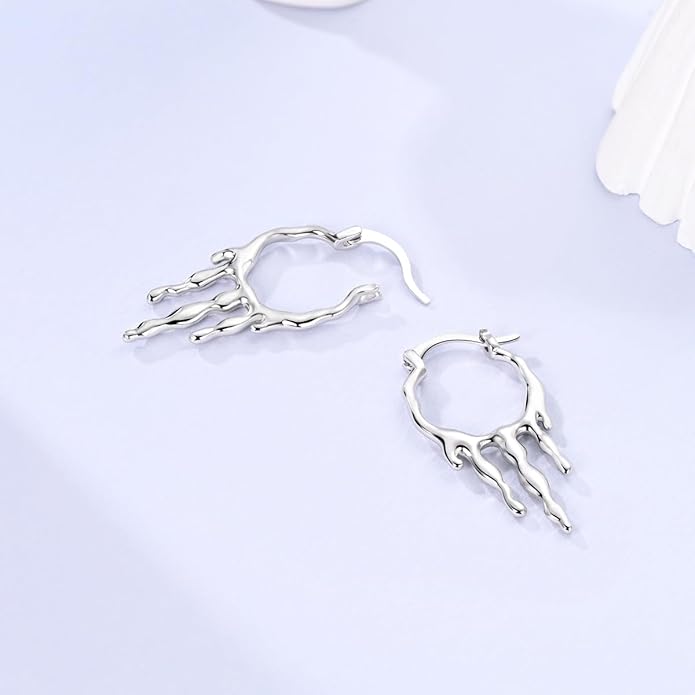 NARMO 925 Sterling Silver Hoop Earrings for Women Hypoallergenic Lightweight Simple Huggie Hoop Earrings Twisted Hoop Earrings Colorful Cubic Zirconia Hoop Earrings Rainbow Hoop Earrings