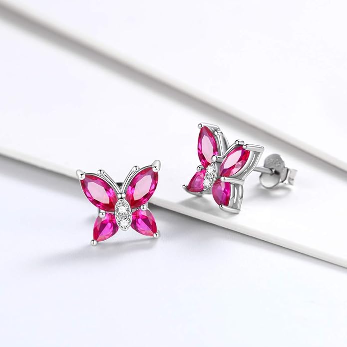 Aurora Tears Butterfly Jewelry,Women 925 Sterling Silver Butterflies Birthstone Pendant Necklace/Earrings/Rings Wedding Gift