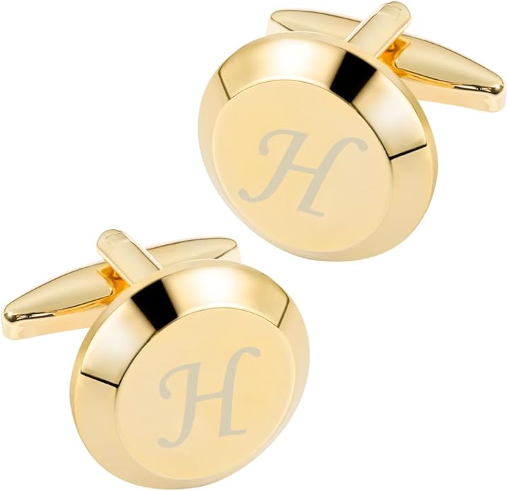 GWD Cufflinks for Men Stainless Steel Initial Cuff Links Alphabet Letter A-Z Groom Father Gift