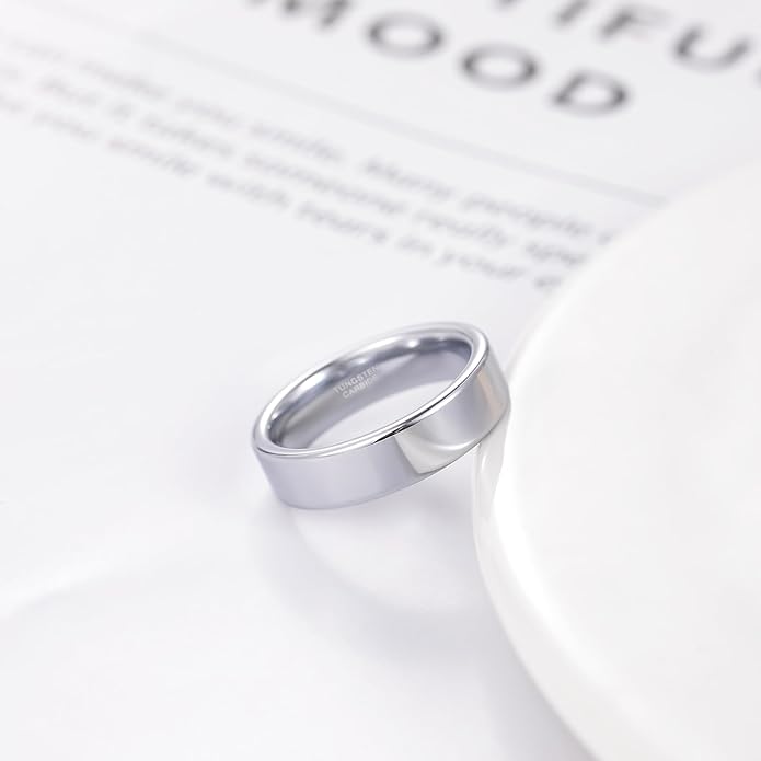 TRUMIUM 2mm 4mm 6mm Tungsten Rings for Women Men's Wedding Bands 24K Gold Plated Beveled Edges Flat High Polished Comfort Fit Size 5-14