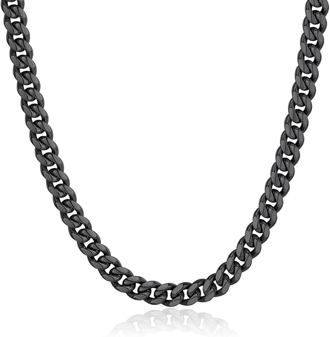 ChainsPro Chunky Miami Cuban Link Chains for Men,Stainless Steel Cuban Chain Necklace,4.8/6/10/14mm Width,No Tarnish& Thick Hip Hop Jewelry,18-30 inch Length, Black/Gold Plated/Silver,Send Gift Box