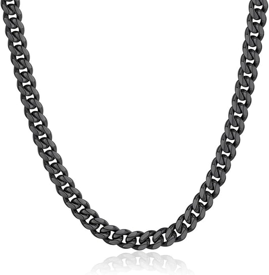 ChainsPro Chunky Miami Cuban Link Chains for Men,Stainless Steel Cuban Chain Necklace,4.8/6/10/14mm Width,No Tarnish& Thick Hip Hop Jewelry,18-30 inch Length, Black/Gold Plated/Silver,Send Gift Box