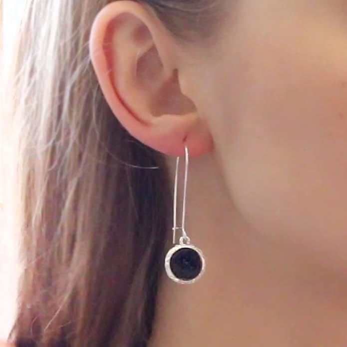 Simulated Druzy Threader Drop Earrings for Women - Gold, Silver, or Rose Gold Tone Trendy Boho Dangles with Sparkly Round Stone