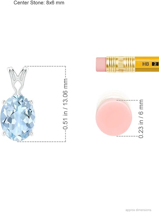 Angara Natural Aquamarine Solitaire Pendant for Women | Vintage in 14K Solid Gold/Platinum With 18" Chain | March Birthday, Anniversary, Gemstone Jewelry Gift