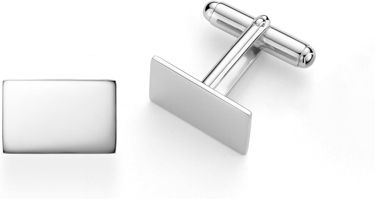 MASSETE Sterling Silver Cufflinks for Men Personalized with Engraved Initials or Name Gift for Men - Made in Italy