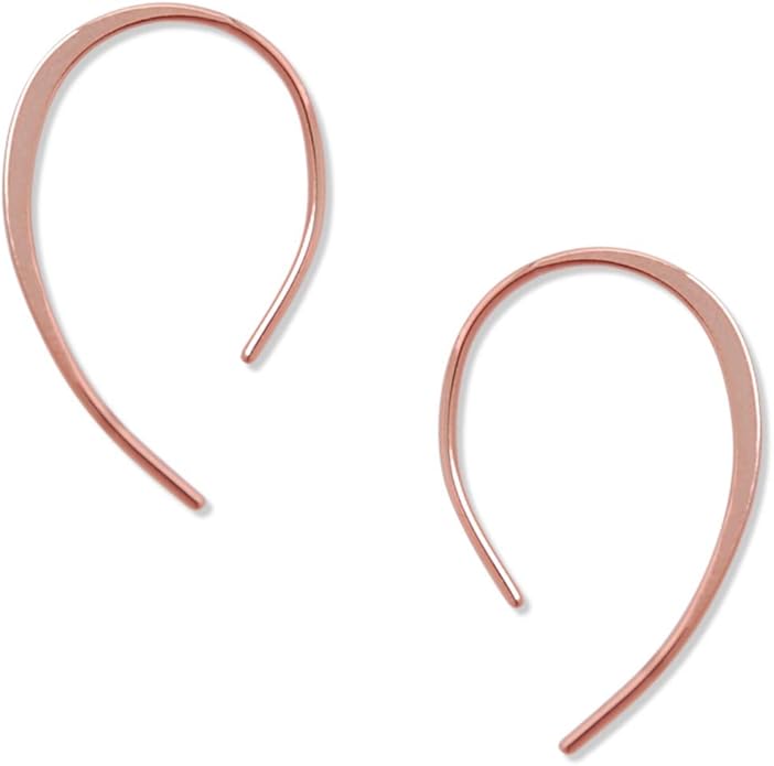 Upside Down Hoop Earrings - Hypoallergenic Lightweight Wire Needle Drop Dangle Threader Hoops for Women, Safe for Sensitive Ears - Plated in 925 Sterling Silver or 18k Gold