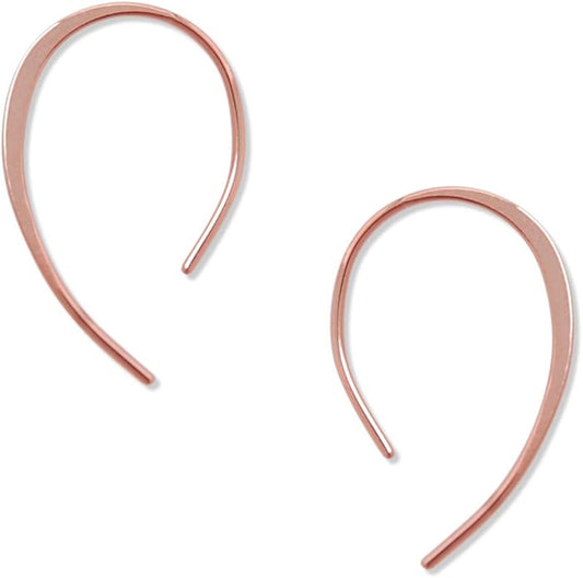 Upside Down Hoop Earrings - Hypoallergenic Lightweight Wire Needle Drop Dangle Threader Hoops for Women, Safe for Sensitive Ears - Plated in 925 Sterling Silver or 18k Gold