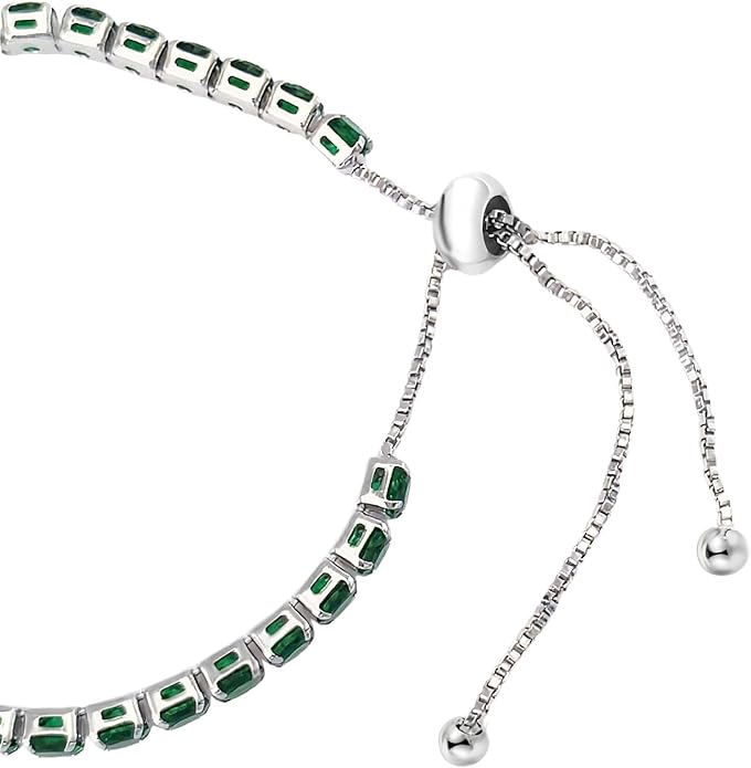 Italian Sterling Silver Women's Tennis Bracelets | Ladies' Sterling Silver Rope Adjustable Bracelet with Crystals | Gift for She