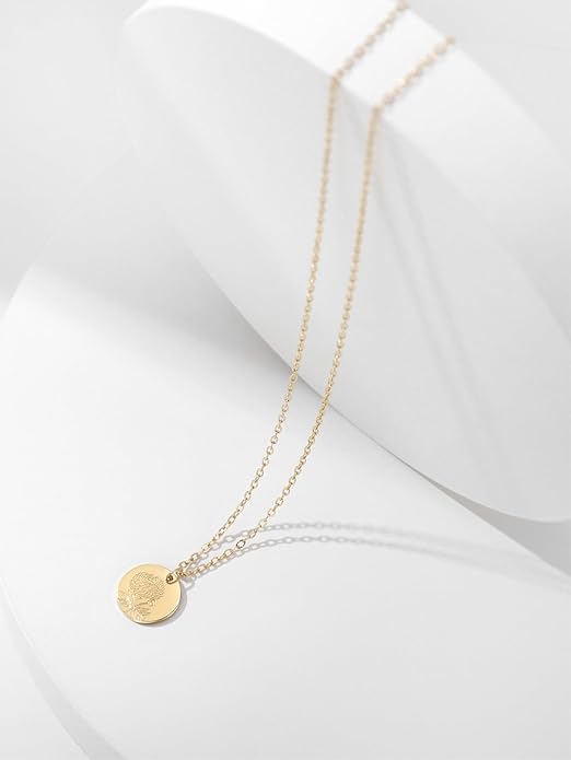 Birth Flower Necklace, 14K Gold Plated Floral Pendant Necklaces for Women, Simple Dainty Birth Month Flower Necklace, Birthday Jewelry for Women - 12 Month