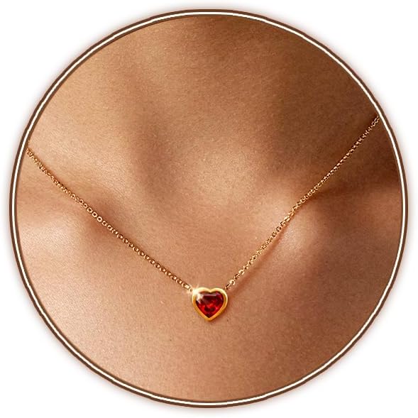 Zeffy Cute Heart Necklace 18k Gold/Silver Plated Tiny Heart Pendant Choker Necklaces Gold Love Heart Chain Necklace for Women Dainty Gold Jewelry Valentines Day Gifts for Women Girls Teen Girls