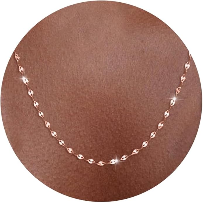 925 Sterling Silver Chain Necklace Link Chain Necklace for Women Simple Dainty 16K Gold Plated Necklace for Women Minimalist Waterproof Silver Necklace Trendy Jewelry Gifts