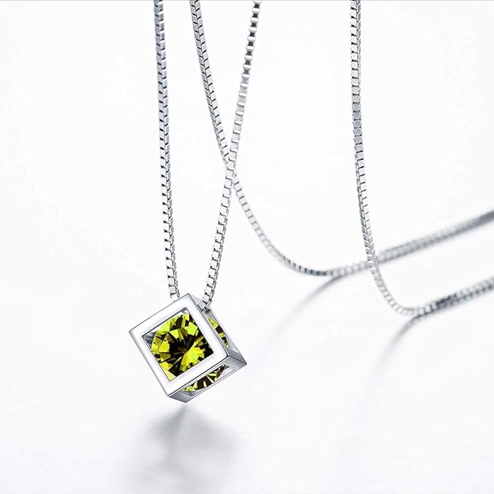 Aurora Tears Birthstone Necklace/Earring 925 Sterling Silver Women Cross/3D Cube/Cresent Moon Birth Stone Jewelry Mens Birthday Gift Anniversary Present