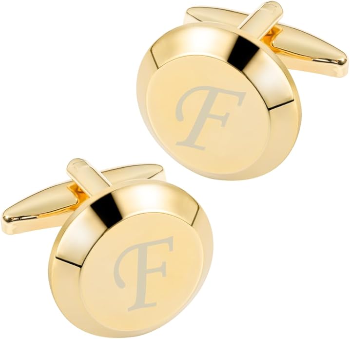 GWD Cufflinks for Men Stainless Steel Initial Cuff Links Alphabet Letter A-Z Groom Father Gift