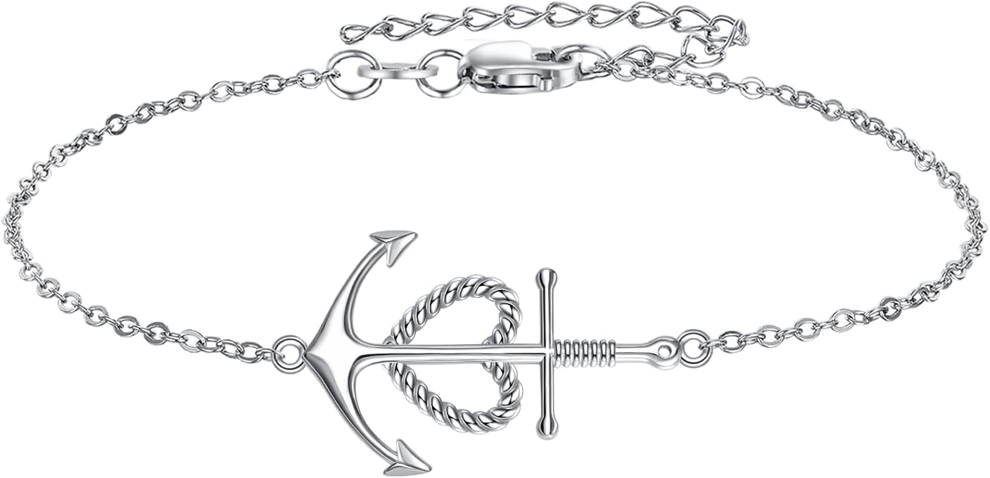 Anchor Bracelet Sterling Silver Faith Hope Charity Bracelets Heart Cross Anchor Jewelry Birthday Gifts for Women
