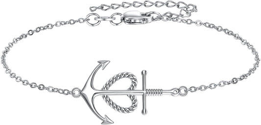 Anchor Bracelet Sterling Silver Faith Hope Charity Bracelets Heart Cross Anchor Jewelry Birthday Gifts for Women