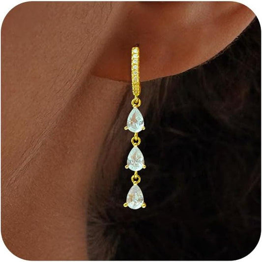 Gold Earrings for Women Trendy, Simple Dainty 14K Gold Plated Paperclip Square Chain Link Dangle Hoops Earrings Pin Stud Huggie Earrings Lightweight Hypoallergenic Minimalist Aesthetic Gold Jewelry for Christmas Gifts