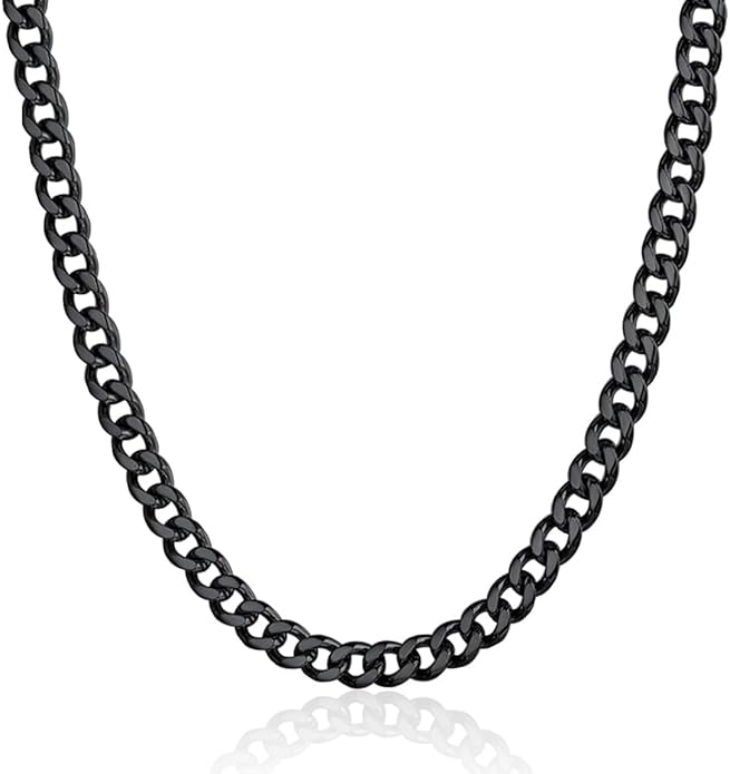 ChainsPro Chunky Miami Cuban Link Chains for Men,Stainless Steel Cuban Chain Necklace,4.8/6/10/14mm Width,No Tarnish& Thick Hip Hop Jewelry,18-30 inch Length, Black/Gold Plated/Silver,Send Gift Box