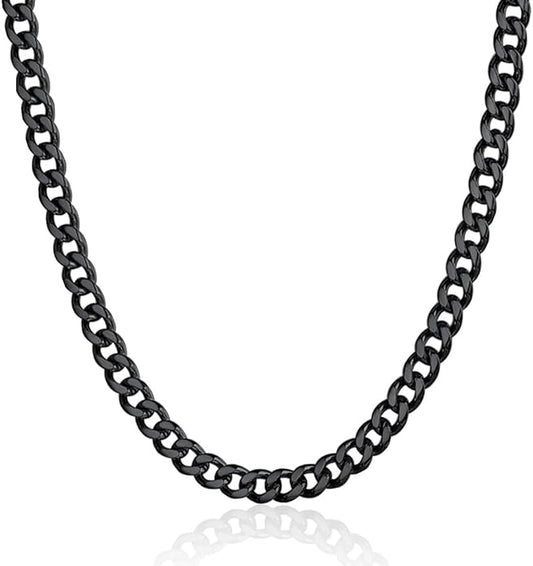 ChainsPro Chunky Miami Cuban Link Chains for Men,Stainless Steel Cuban Chain Necklace,4.8/6/10/14mm Width,No Tarnish& Thick Hip Hop Jewelry,18-30 inch Length, Black/Gold Plated/Silver,Send Gift Box