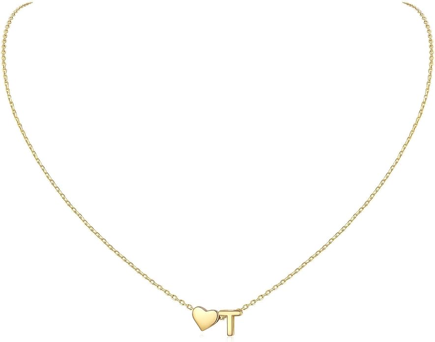 ChicSilver 925 Sterling Silver Heart Initial Necklaces for Women -Dainty Personalized Heart Pendant Letter Alphabet Necklace for Women
