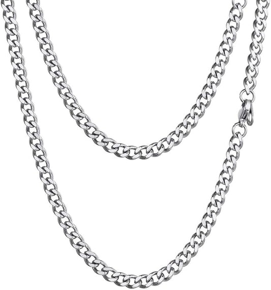 PROSTEEL 316L Stainless Steel Figaro Cuban Chain Necklace for Men, Black/18K Real Gold Plated, 4/5/6/7.5/9/10/13mm, 14inch-30inch, Come with Box