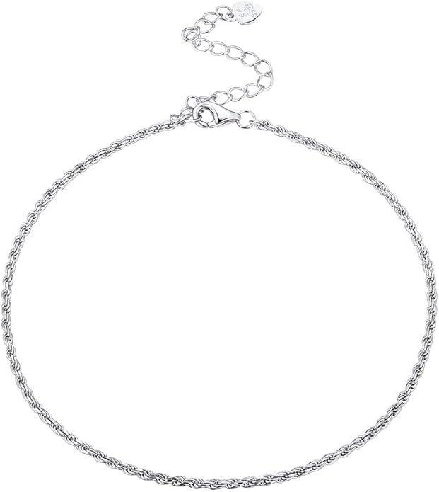 PROSILVER 925 Sterling Silver Ankle Bracelets For Women, Stylish Chain Anklets, Summer Beach Jewelry, 8.6-10.6 Inch Adjustable, Come with Box