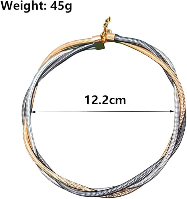 Chunky Gold Statement Choker Neckalce for Women Layered Snakebone Chain Collar Necklace Twist Wrap Stainless Steel Choker Punk Aesthetic Jewelry Gifts