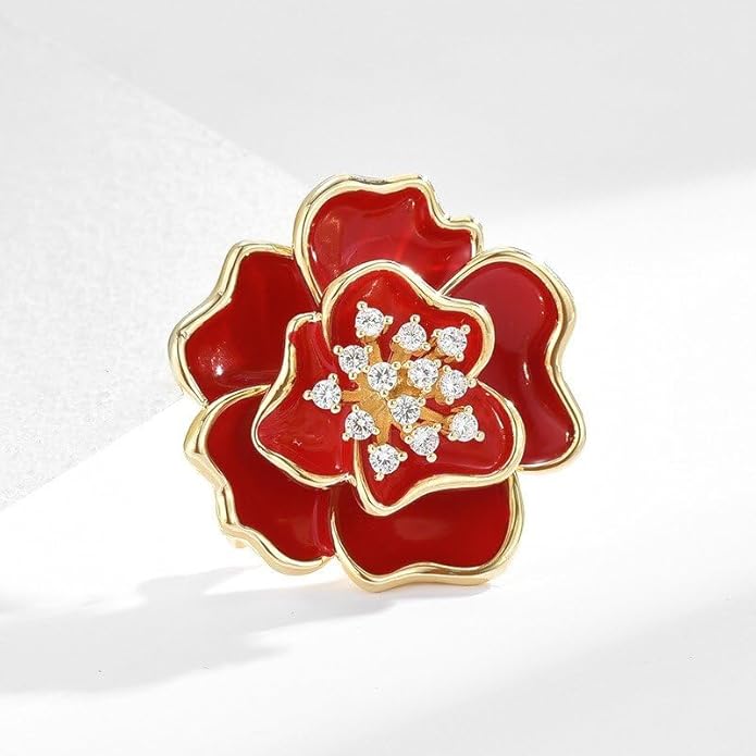 Flower Brooch Pin - Rhinestone Flower Pin 18k Gold Plated - Thanksgiving Day, Birthday, Wedding Gifts for Mom, Wife