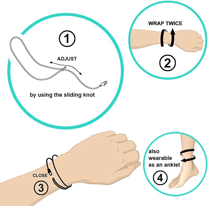 Made by Nami Nautical Rope Bracelet for Men Waterproof & Adjustable Wrap String Bracelets with Snap Hook Gift for Him (Retro Silver)