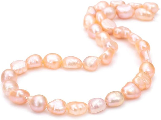 BEADIA Natural Pearl Beads 7-8mm Pink Freshwater Cultured Loose Gemstone Beads for DIY Jewelry Making 13.8''/Strand