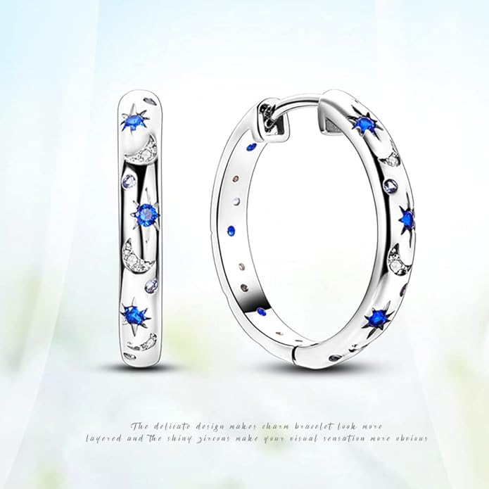 925 Sterling Silver Women Earrings, Sparkling Star and Moon Earrings, Various Hypoallergenic Earrings, Best Gift for Women