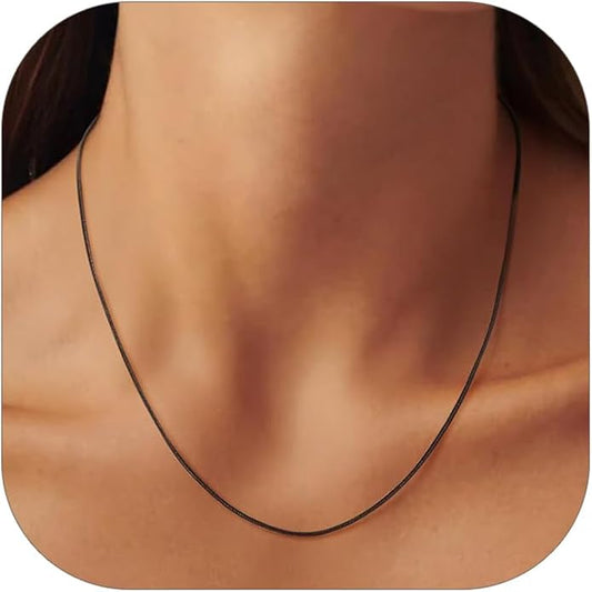 ChainsHouse Snake Chain Necklace for Women 1.2mm, 18-30" Adjustable with 5cm Extender for Pendants Lockets, Rose Gold/Stainless Steel/Black/14K Gold Hypoallergenic Dainty Jewelry Gift