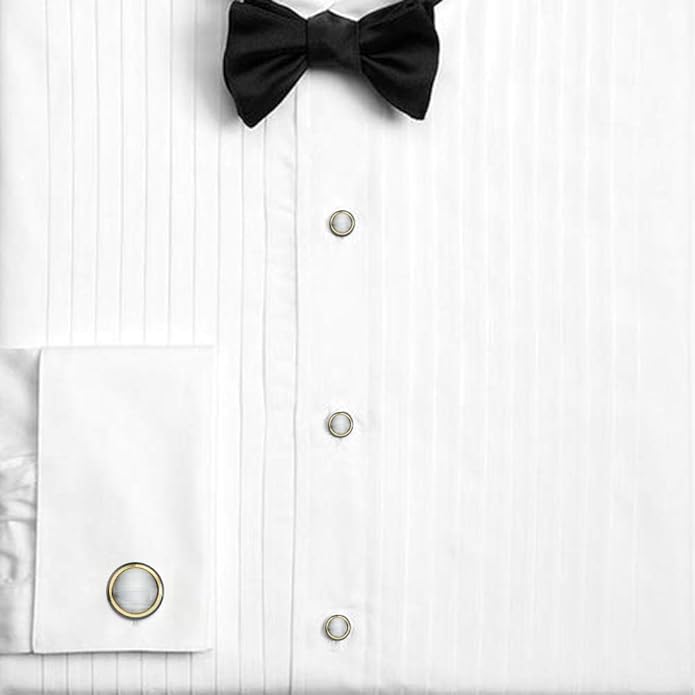 HAWSON Cufflinks and Studs for Men-Fashion Men Vintage Enamel Carbon Fiber Tuxedo Shirt Cufflinks and Studs Set for Regular Wedding Business Accessories