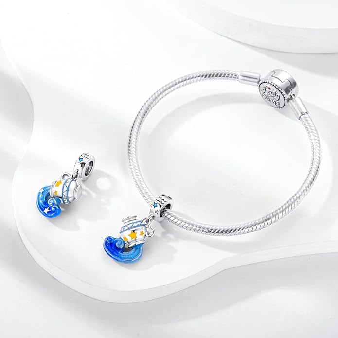 Parmuz Zodiac Sign Charms for Bracelet Necklace 925 Sterling Silver Charms 12 Constellation/Horoscope Star Dangle Birthstone Beads, Birthday Jewelry Gifts for Women Men