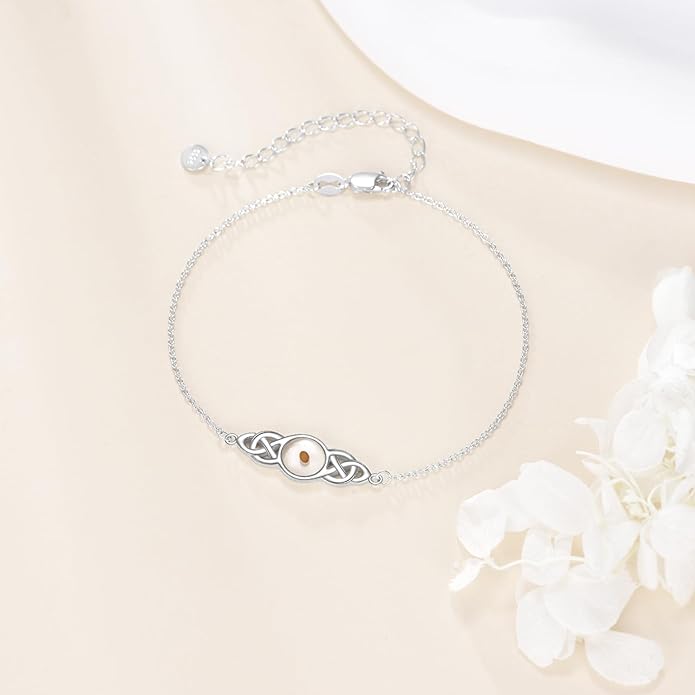 Mustard Seed Cross/Paw Print/Butterfly/Sunflower/Compass/Moss Agate Bracelet for Women 925 Sterling Silver Graduation Link Bracelet Jewelry for Women