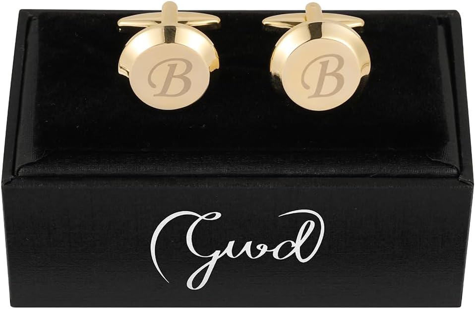 GWD Cufflinks for Men Stainless Steel Initial Cuff Links Alphabet Letter A-Z Groom Father Gift