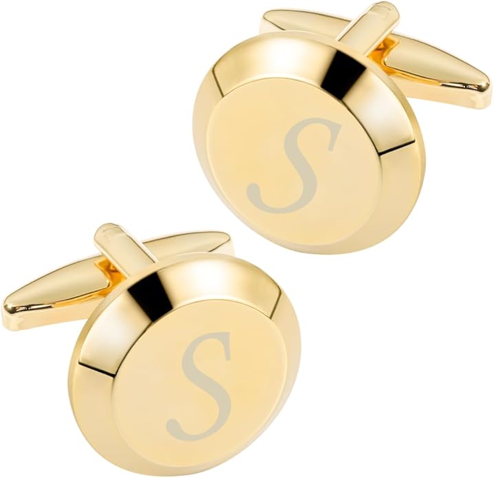 GWD Cufflinks for Men Stainless Steel Initial Cuff Links Alphabet Letter A-Z Groom Father Gift